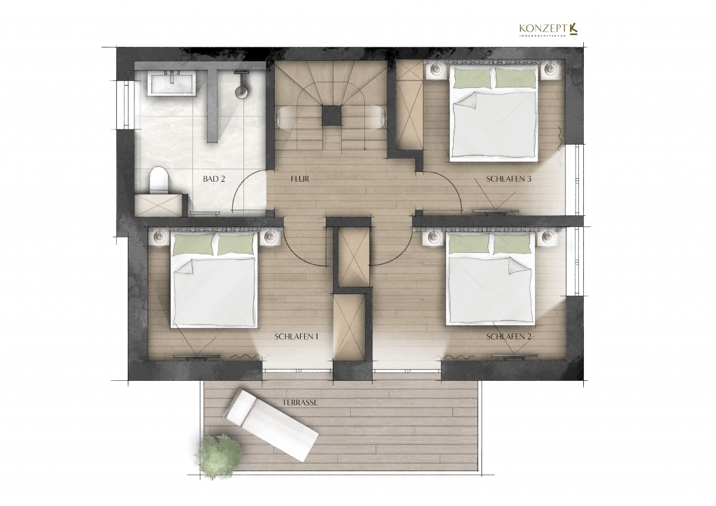 Quartier am Schloonsee Paul-Exss Str. Haus 01_Col. Grundriss OG